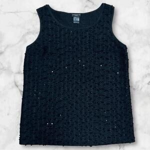 Ann Taylor Women's Black Sequence Tank Top Tee Size Small Petite